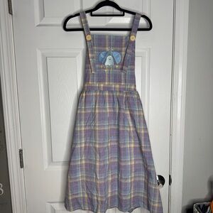 LAKI LAKI Plaid Angel Ghost Tie Back Apron Dress‎ Size Small